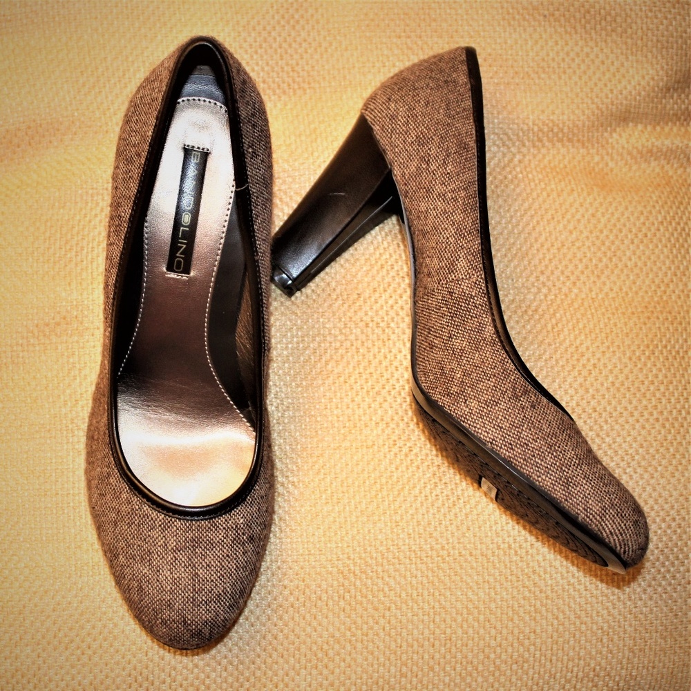 New-Bandolino-Women-Heel-size-7M-Brown-Textile-co
